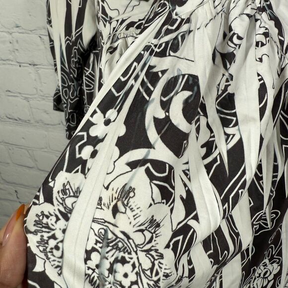 Y2K Babydoll Tunic Women Embellished Women 1X Boho Chic Flowy Knit Beaded Blouse - Picture 9 of 10